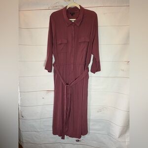 Torrid Elegant Mauve Shirt Dress long Sleeves tie in front of
